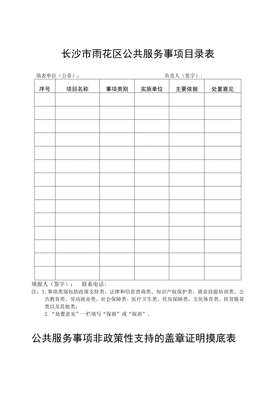 长沙市雨花区公共服务事项目录表.docx_第1页