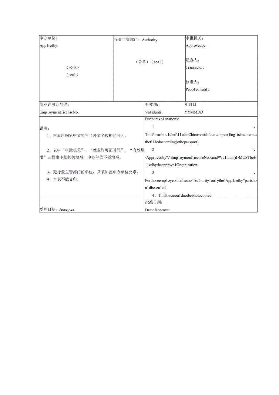 赤峰外国人就业许可审批申请表.docx_第2页