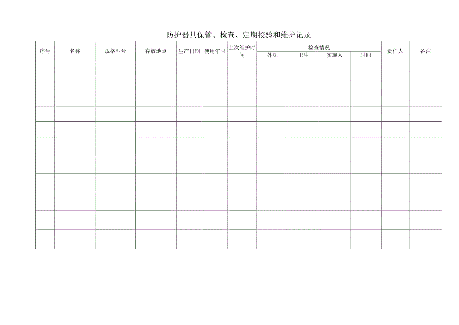 防护器具保管检查定期校验和维护记录.docx_第1页