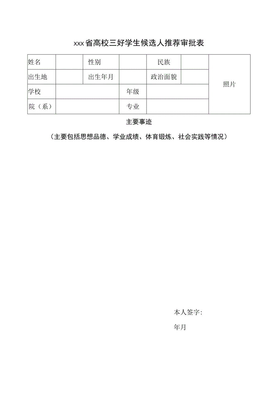 高校三好学生候选人推荐审批表.docx_第1页