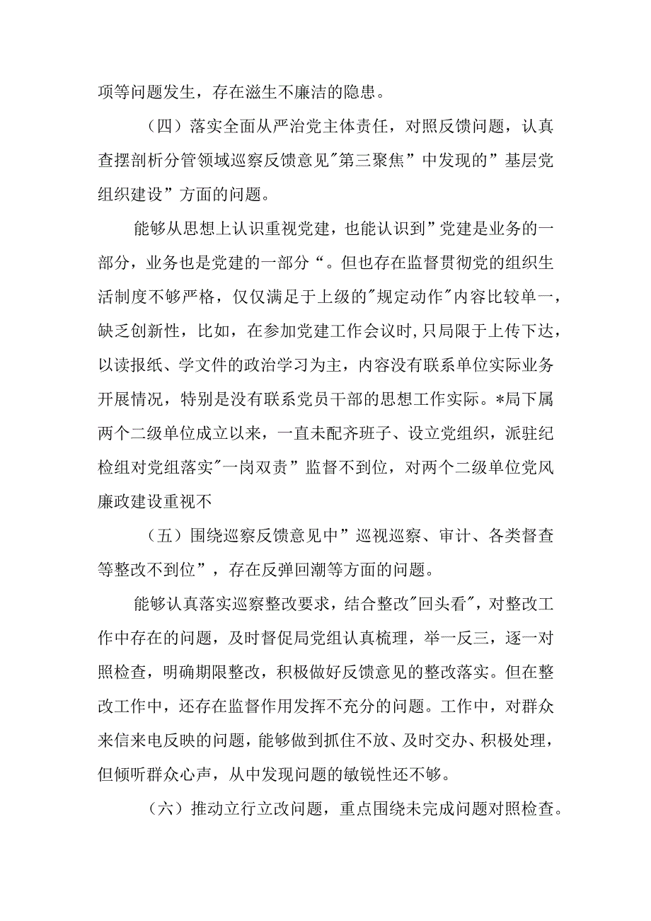 2023巡察整改专题民主生活会对照检查剖析材料.docx_第3页