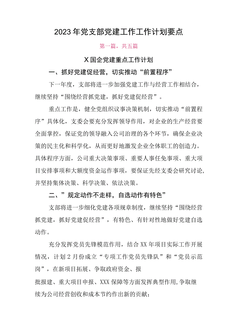 2023年党支部党建工作工作计划要点.docx_第1页