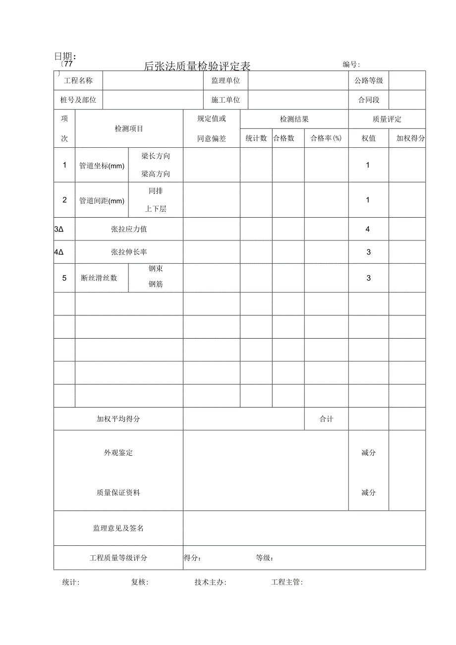 2023年后张法质量检验评定表.docx_第1页