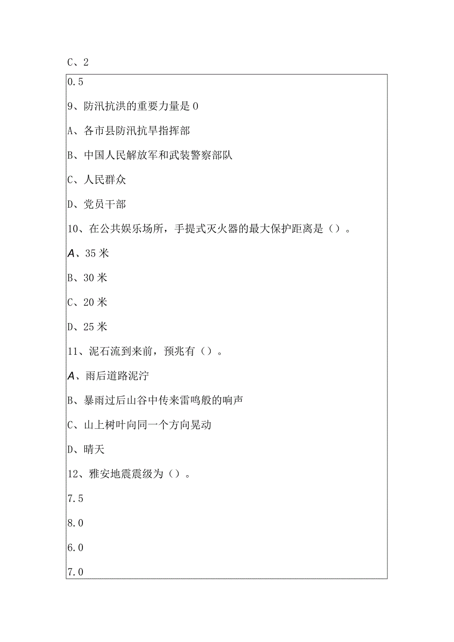 2023年河南省防灾减灾知识竞赛试题.docx_第3页