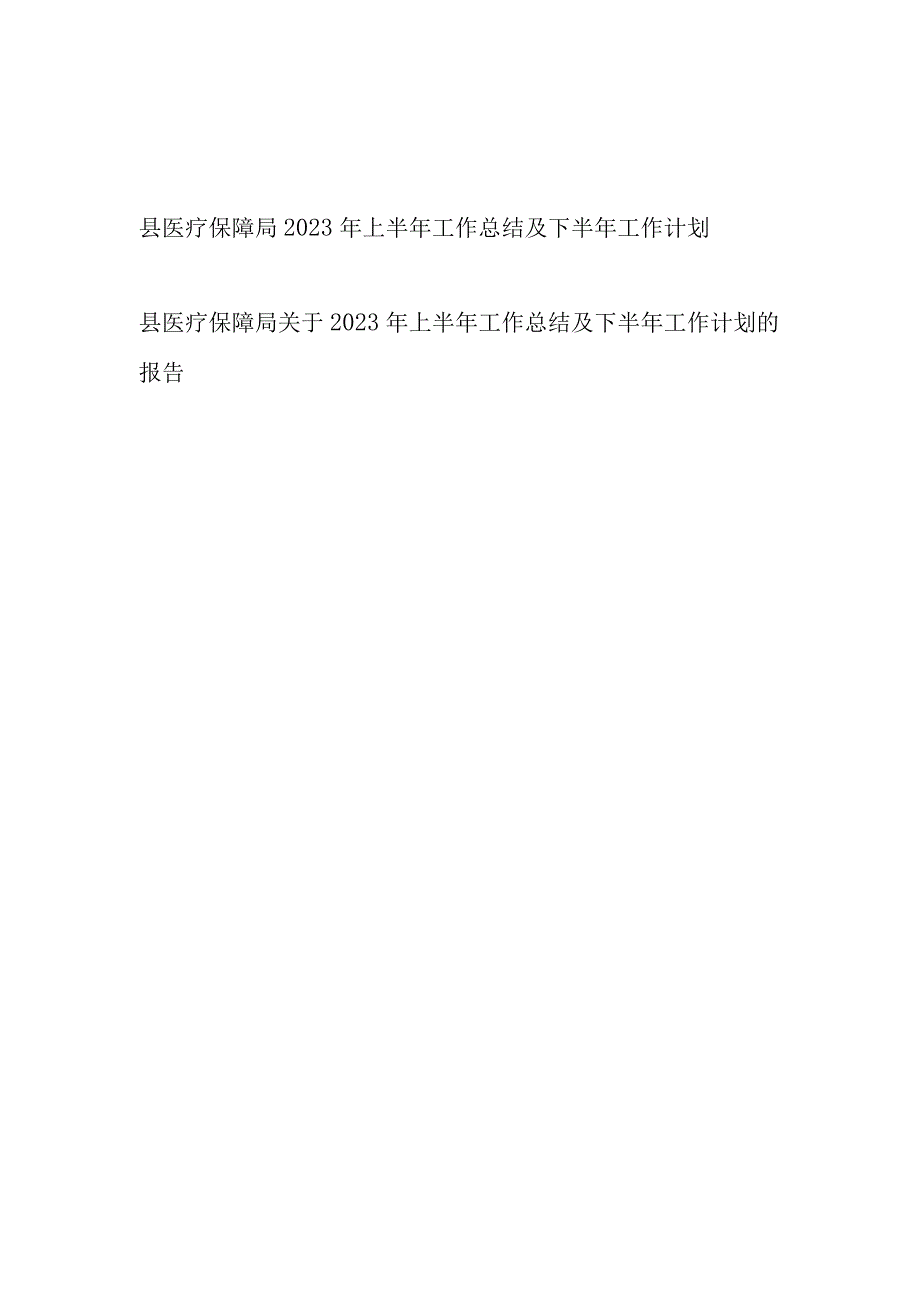 2023年上半年县医疗保障局工作总结及下半年工作计划2篇.docx_第1页