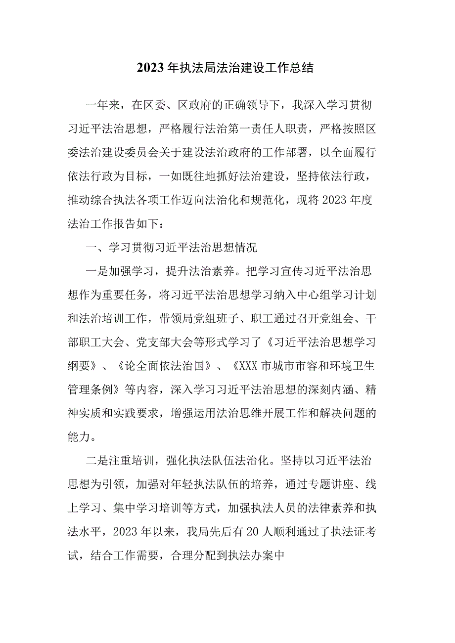 2023年执法局法治建设工作总结.docx_第1页