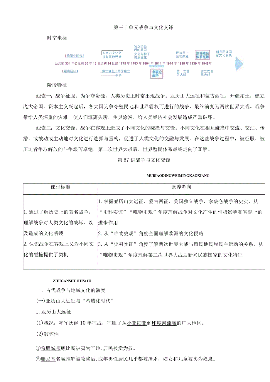 2024届一轮复习部编版 第67讲 战争与文化交锋 学案.docx_第1页