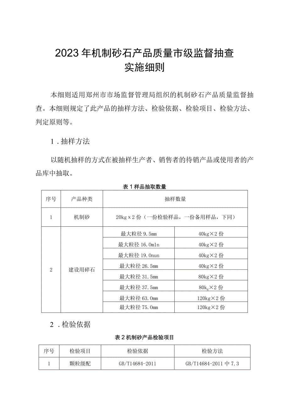 7机制砂石产品质量郑州市监督抽查实施细则.docx_第1页