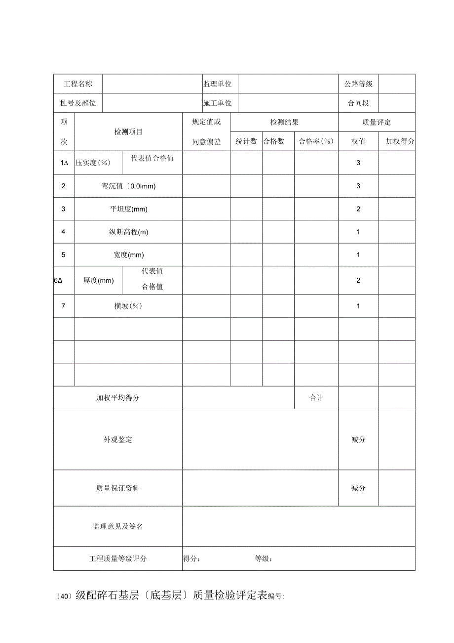 2023年级配碎石基层〔底基层〕质量检验评定表.docx_第1页