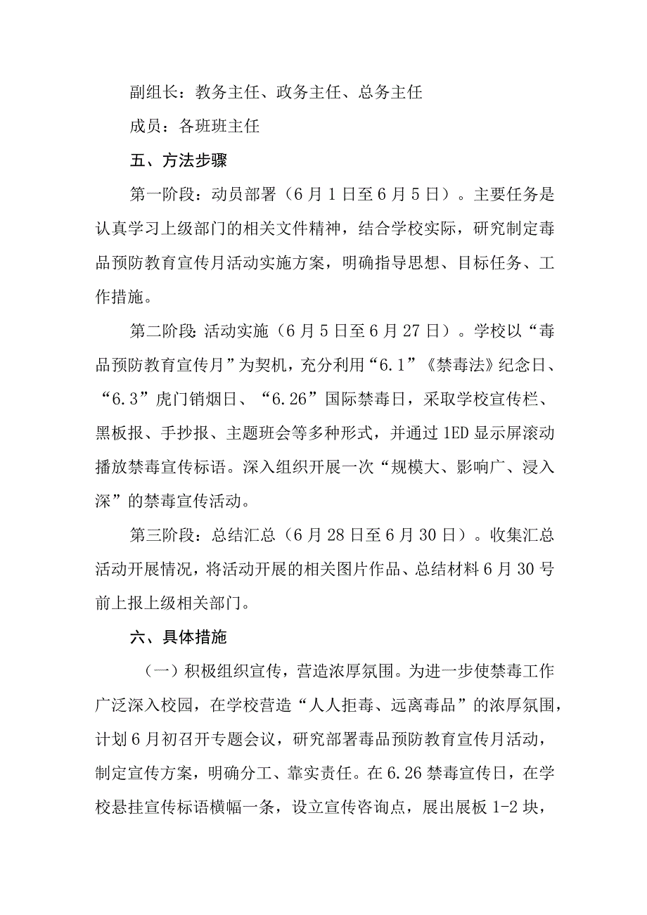 2023毒品预防教育宣传月活动方案六篇合集.docx_第2页