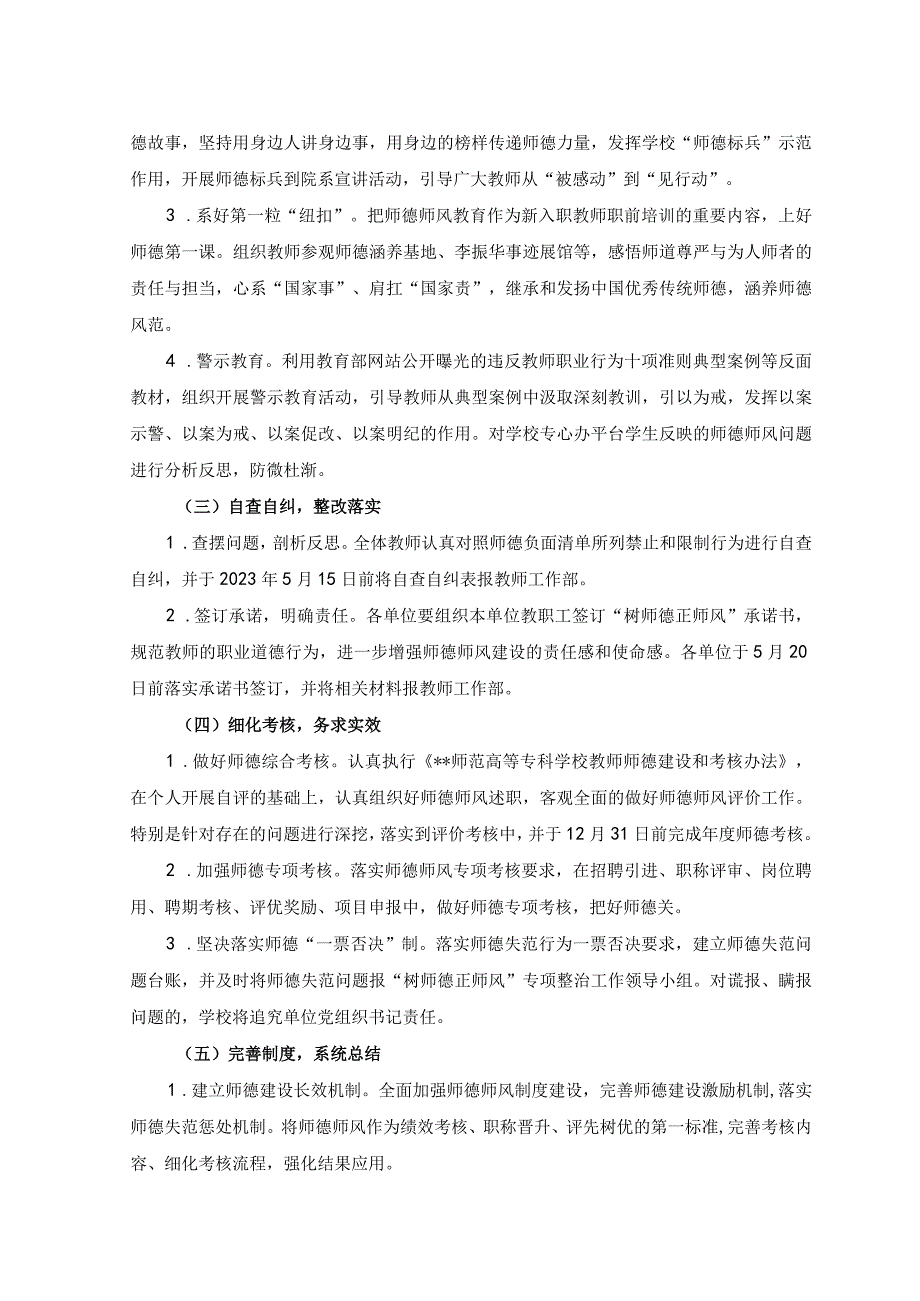 2篇2023年树师德正师风专项整治活动实施方案.docx_第2页