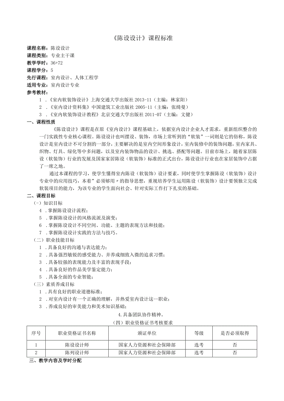 《陈设设计》课改后课程标准.docx_第1页