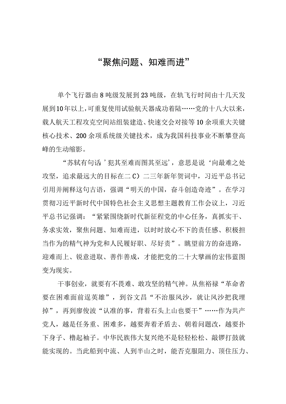 中心组研讨发言聚焦问题知难而进.docx_第1页