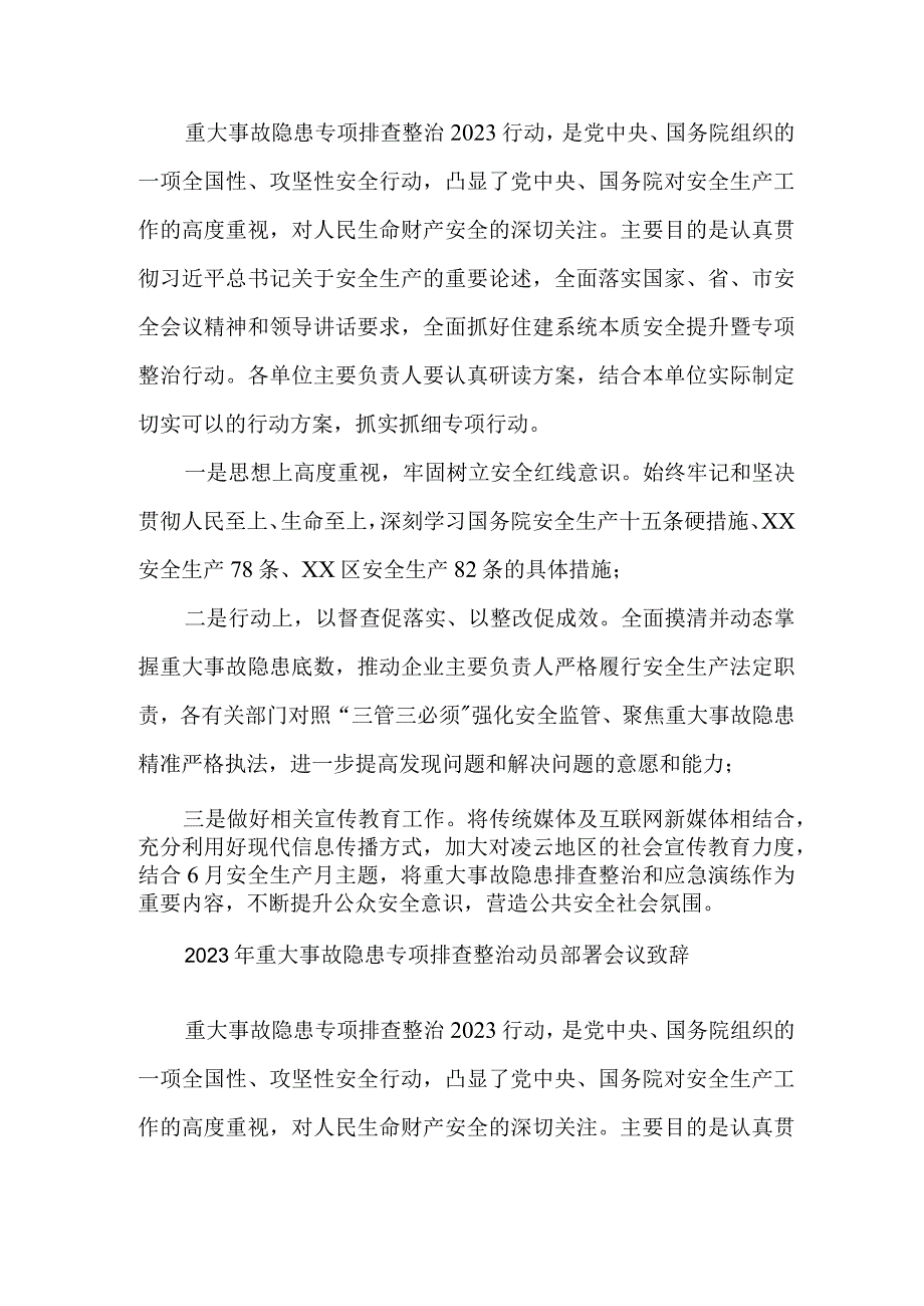 乡镇开展2023年重大事故隐患专项排查整治动员部署会议致辞 合计6份.docx_第2页