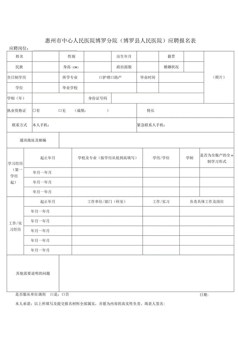 中山一院应聘登记表.docx_第1页