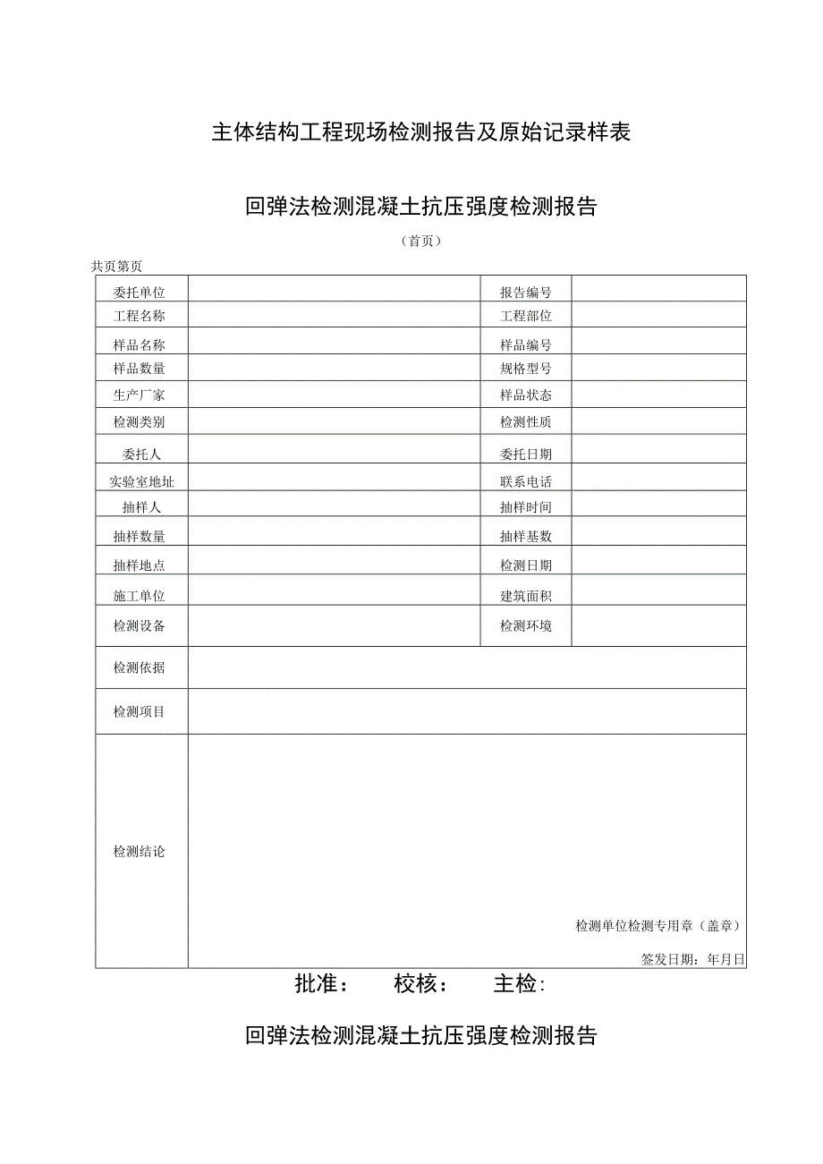 主体结构工程现场检测报告及原始记录样表.docx_第1页