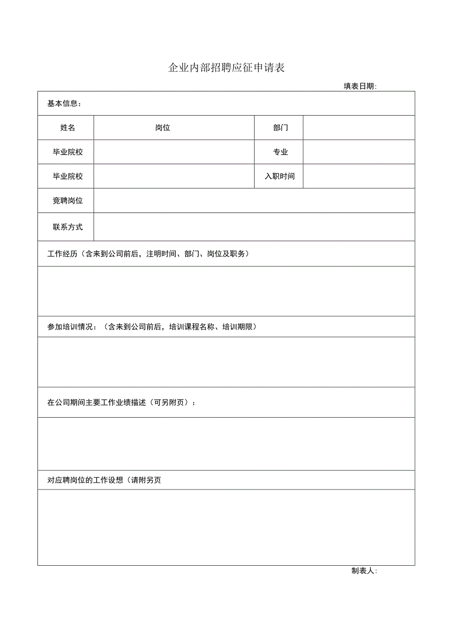 企业内部招聘应征申请表.docx_第1页