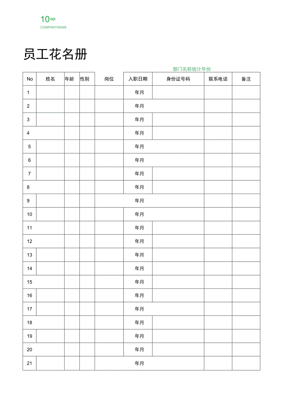 公司员工花名册人员信息登记表.docx_第1页