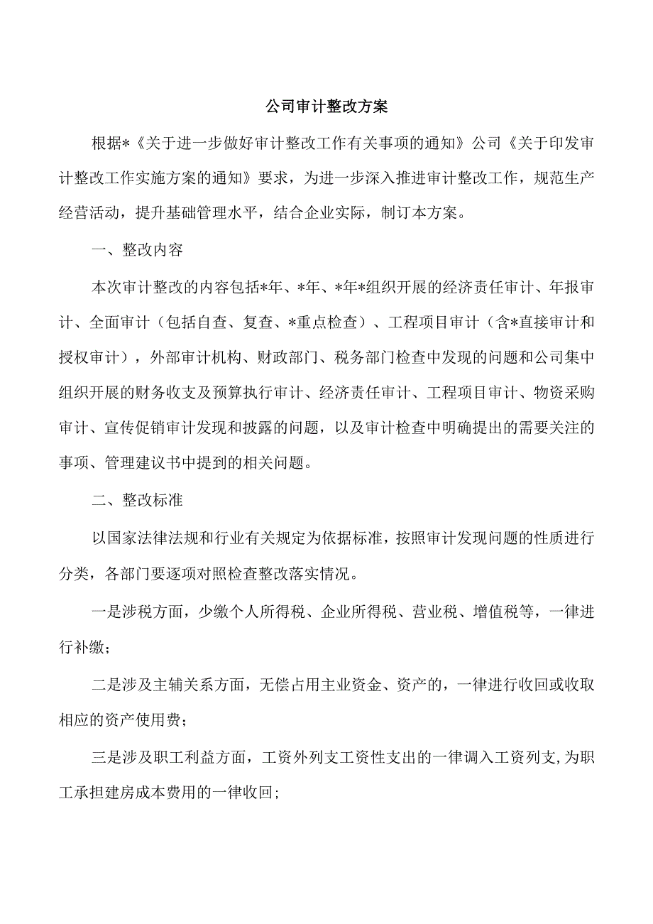 公司审计整改方案.docx_第1页