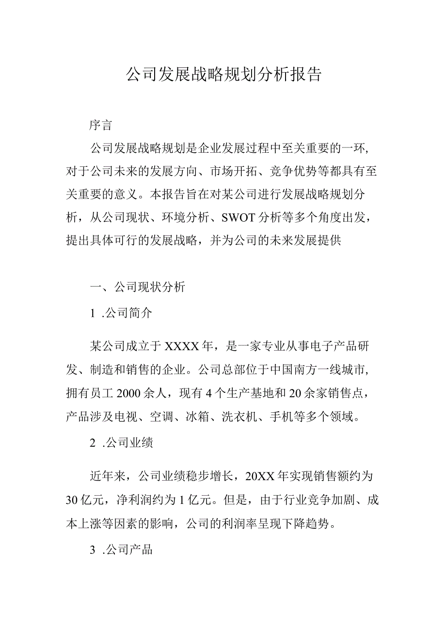 公司发展战略规划分析报告.docx_第1页