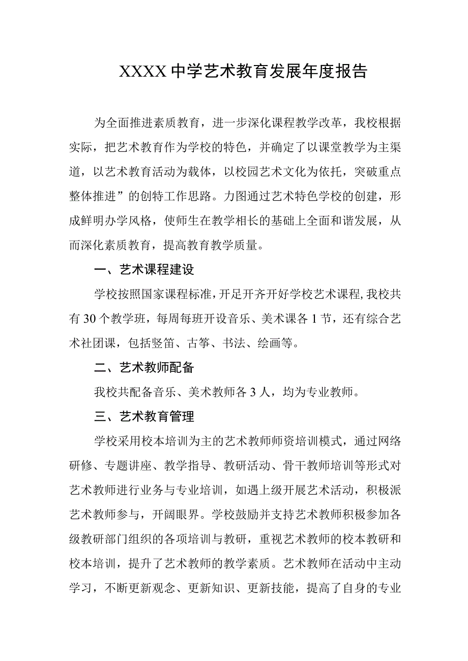 中学艺术教育发展年度报告.docx_第1页