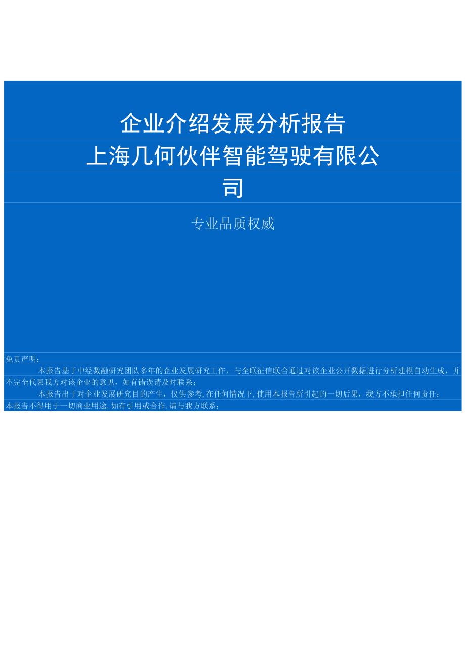 上海几何伙伴智能驾驶有限公司介绍企业发展分析报告.docx_第1页