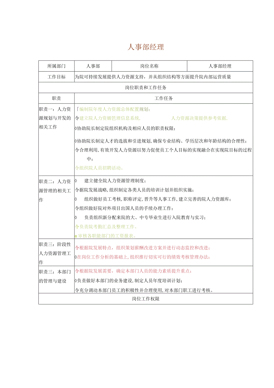 人事部经理岗位说明.docx_第1页