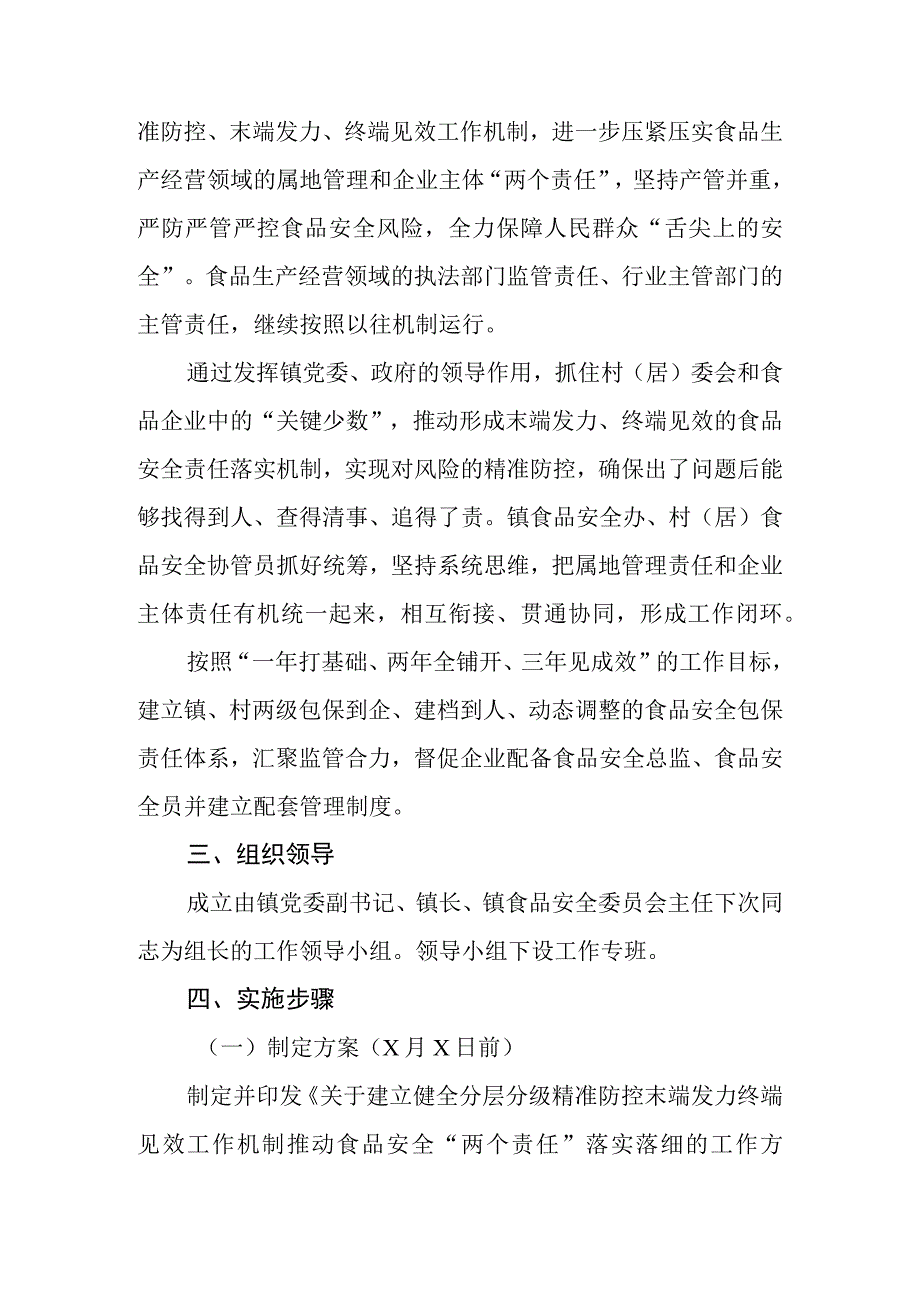 XX镇关于建立健全分层分级精准防控末端发力终端见效工作机制推动食品安全两个责任落实落细的工作方案.docx_第2页