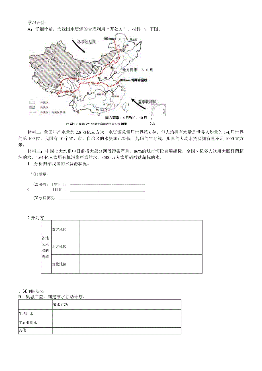 中图版必修1水资源对人类生存和发展的意义教学设计.docx_第3页