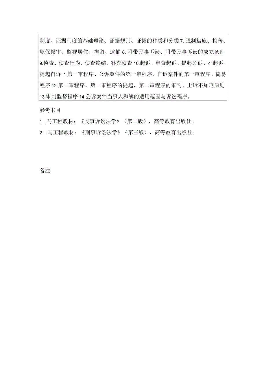 中国地质大学北京2023年硕士法学综合程序法833考试大纲与参考书目.docx_第2页