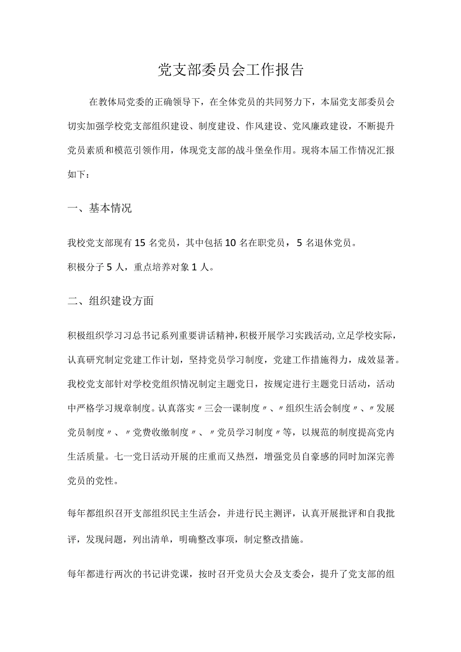 党支部委员会工作报告.docx_第1页