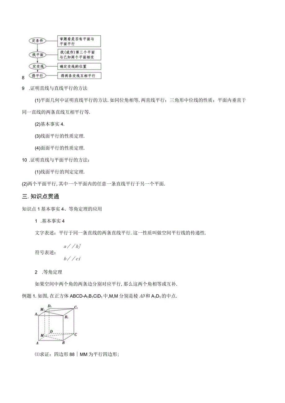 专题12空间直线平面的平行知识精讲原卷版.docx_第2页