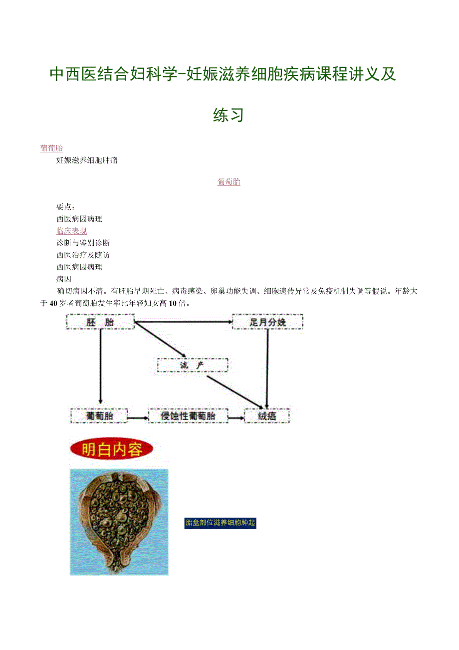 中西医结合妇科学妊娠滋养细胞疾病课程讲义及练习.docx_第1页