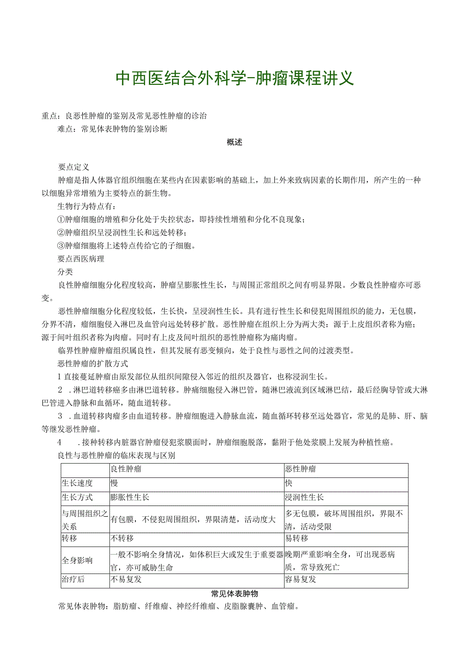 中西医结合外科学肿瘤课程讲义.docx_第1页