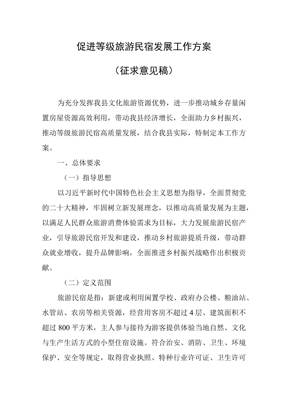 促进等级旅游民宿发展工作方案.docx_第1页