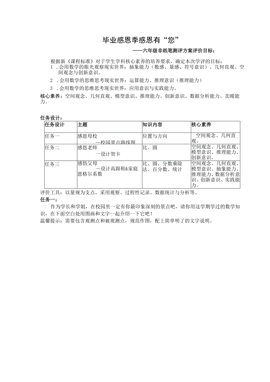 六年级非纸笔测评方案公开课教案教学设计课件.docx_第1页