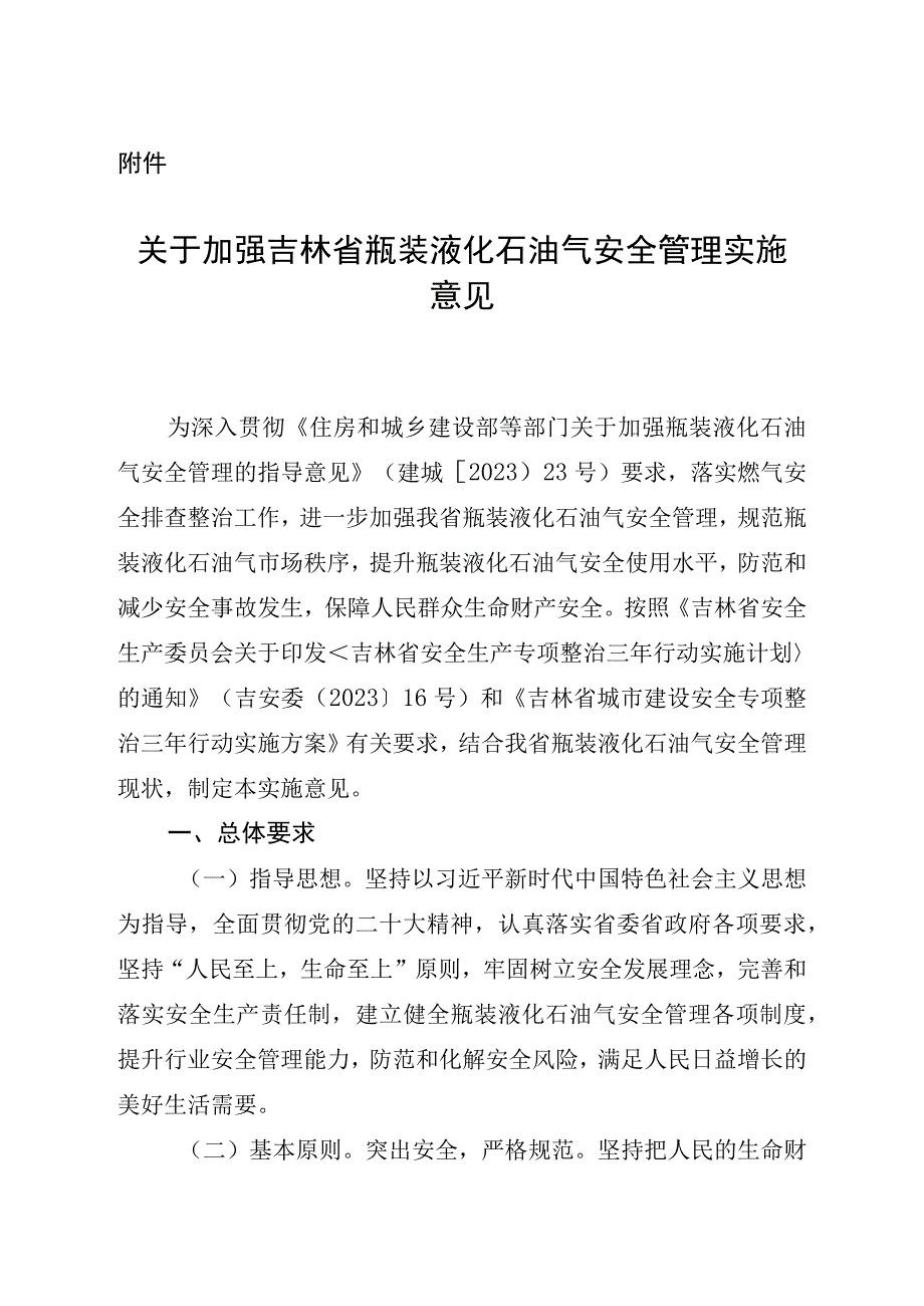 关于加强吉林省瓶装液化石油气安全管理实施意见.docx_第1页