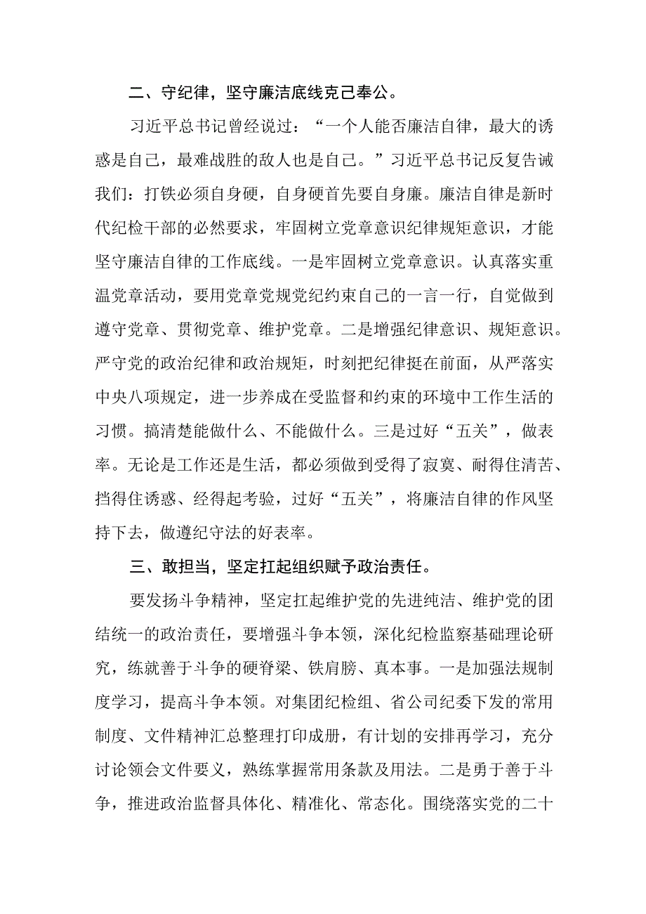 共三篇集团公司纪检监察干部队伍教育整顿剖析材料.docx_第3页