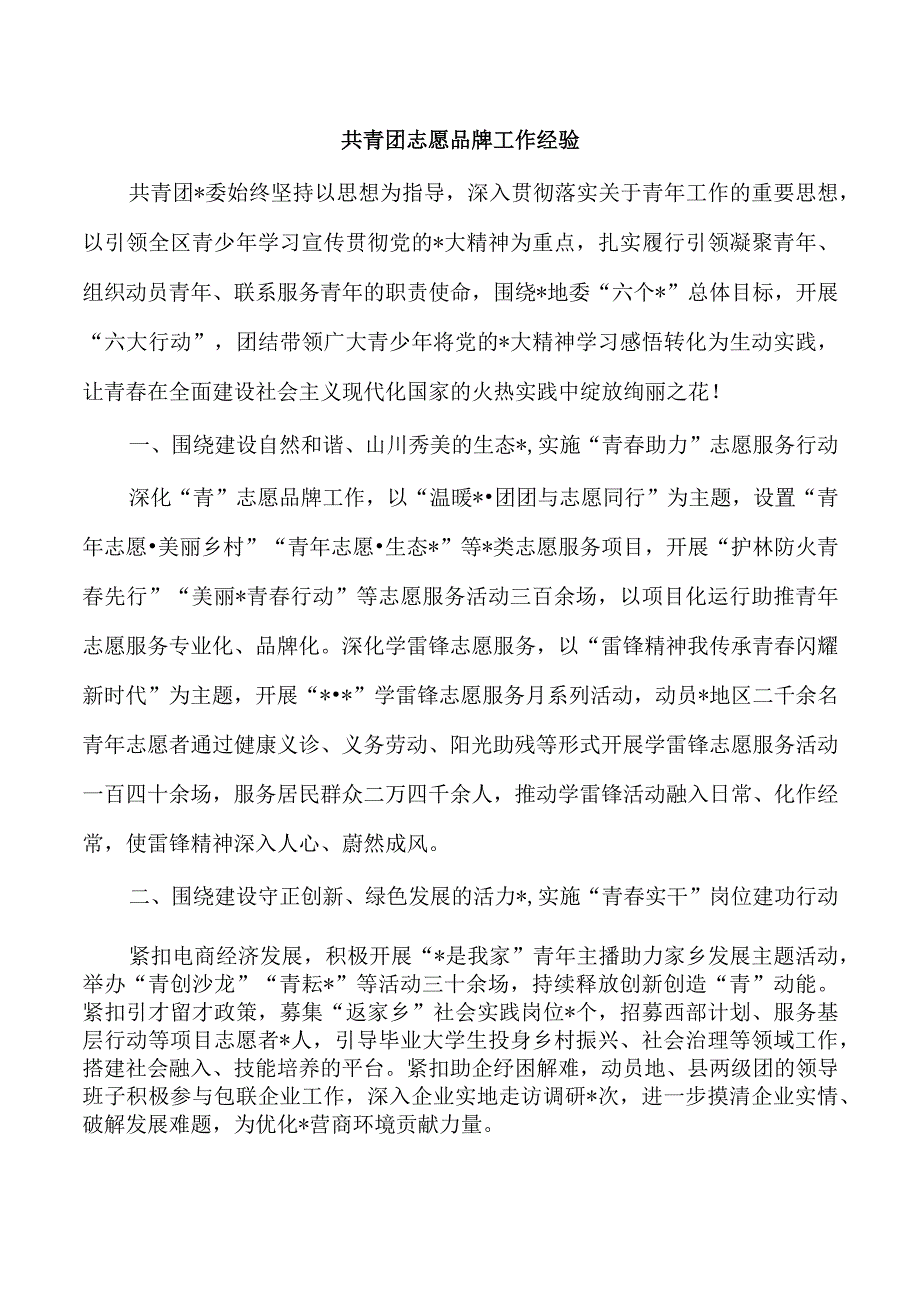 共青团志愿品牌工作经验.docx_第1页