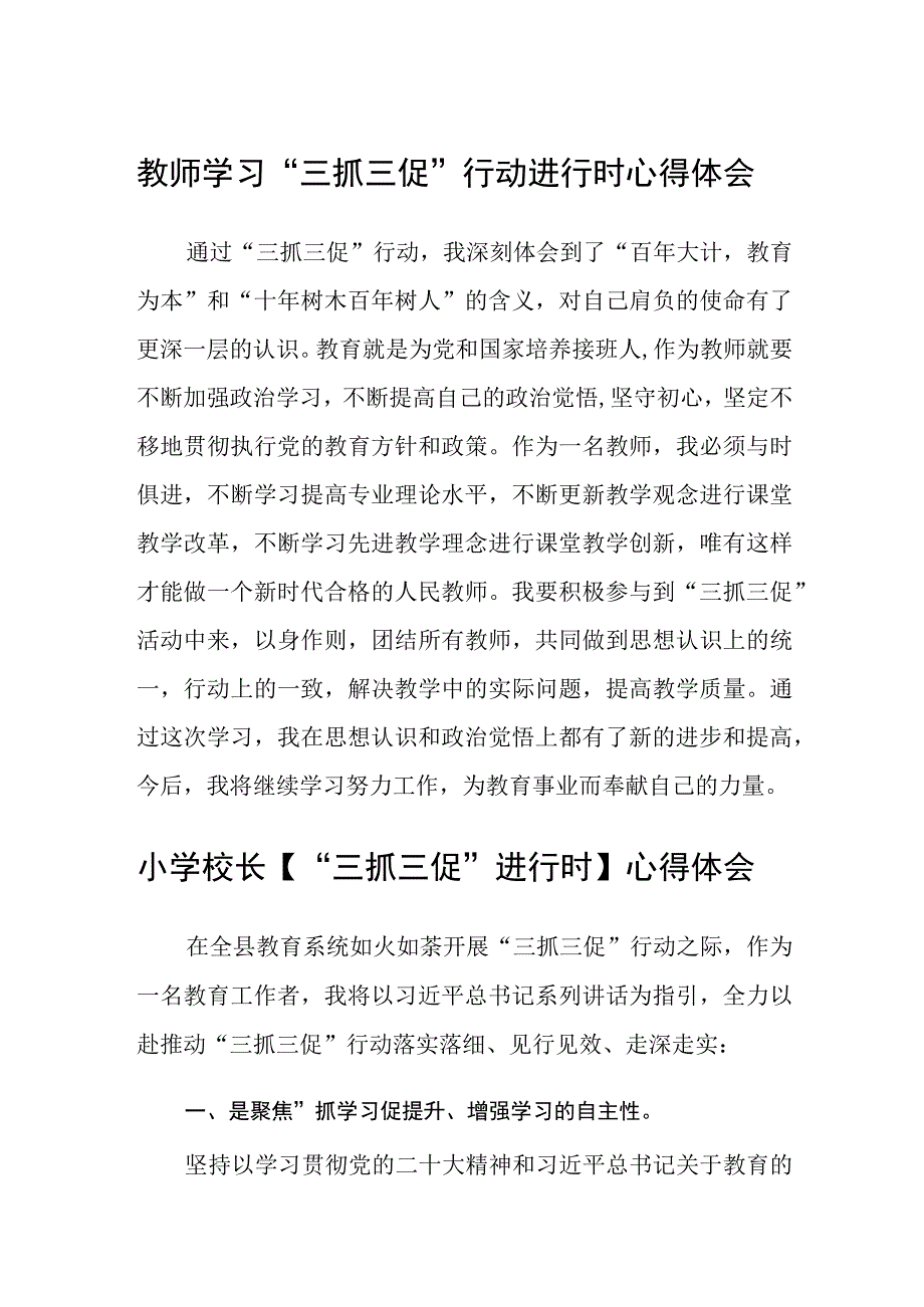 共三篇教师学习三抓三促行动进行时心得体会范文.docx_第1页