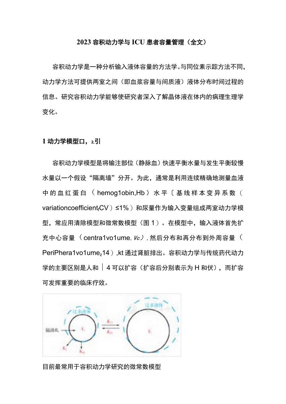 2023容积动力学与ICU患者容量管理全文.docx_第1页