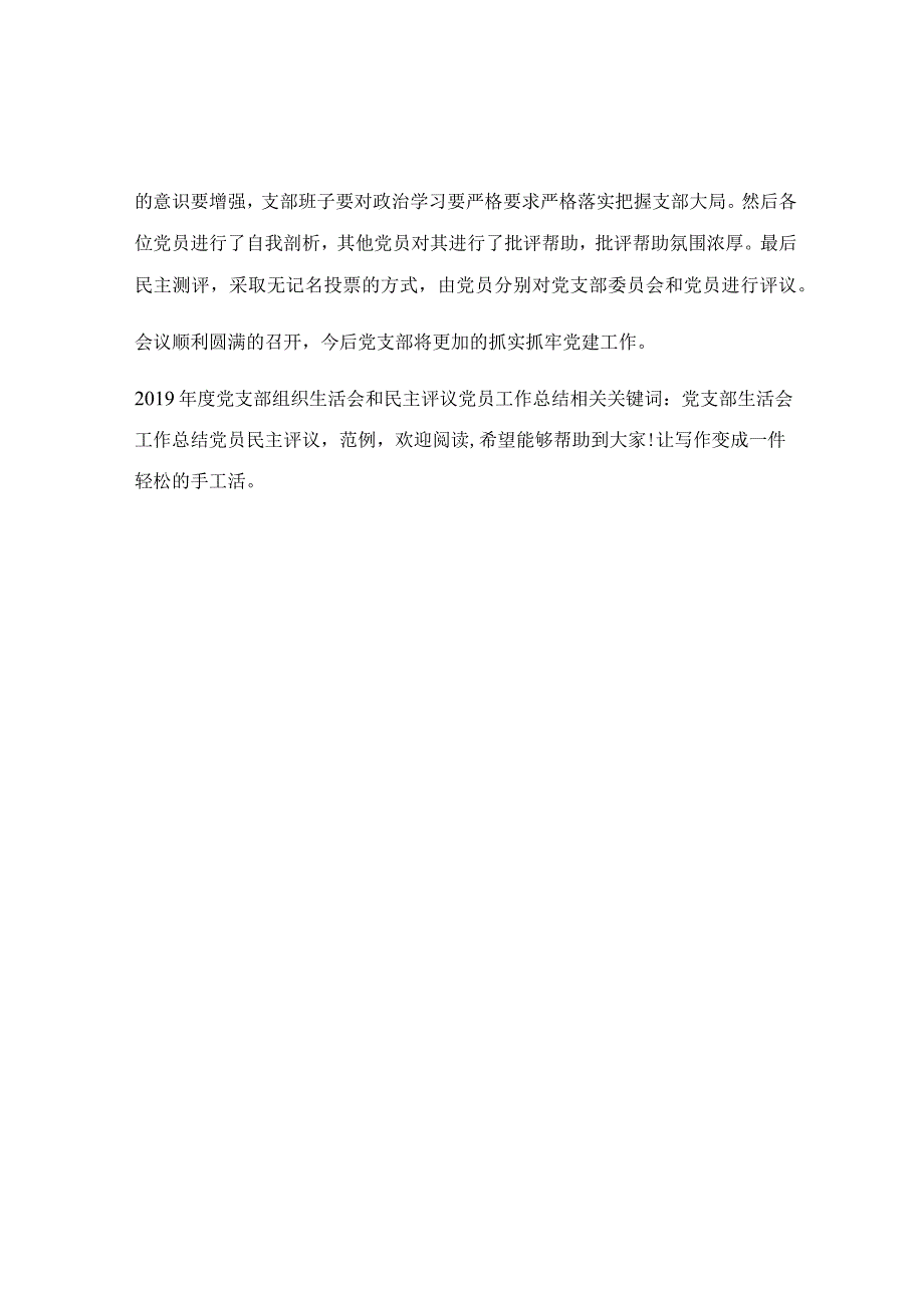 2019年度党支部组织生活会和民主评议党员工作总结.docx_第2页