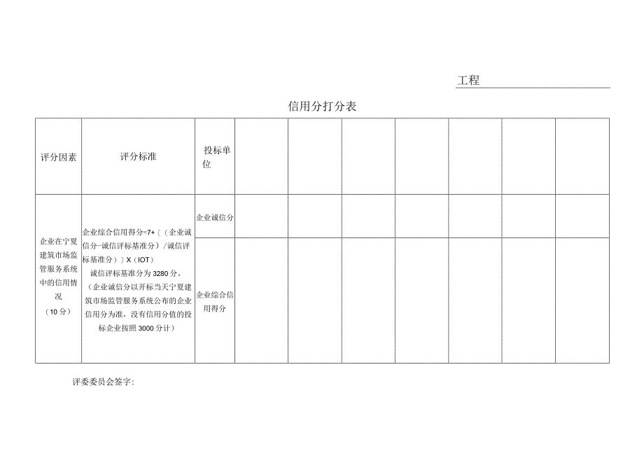 14信用分及固定分打分表招投标.docx_第1页