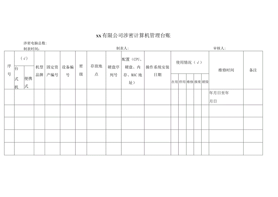 1涉密计算机管理台账.docx_第1页