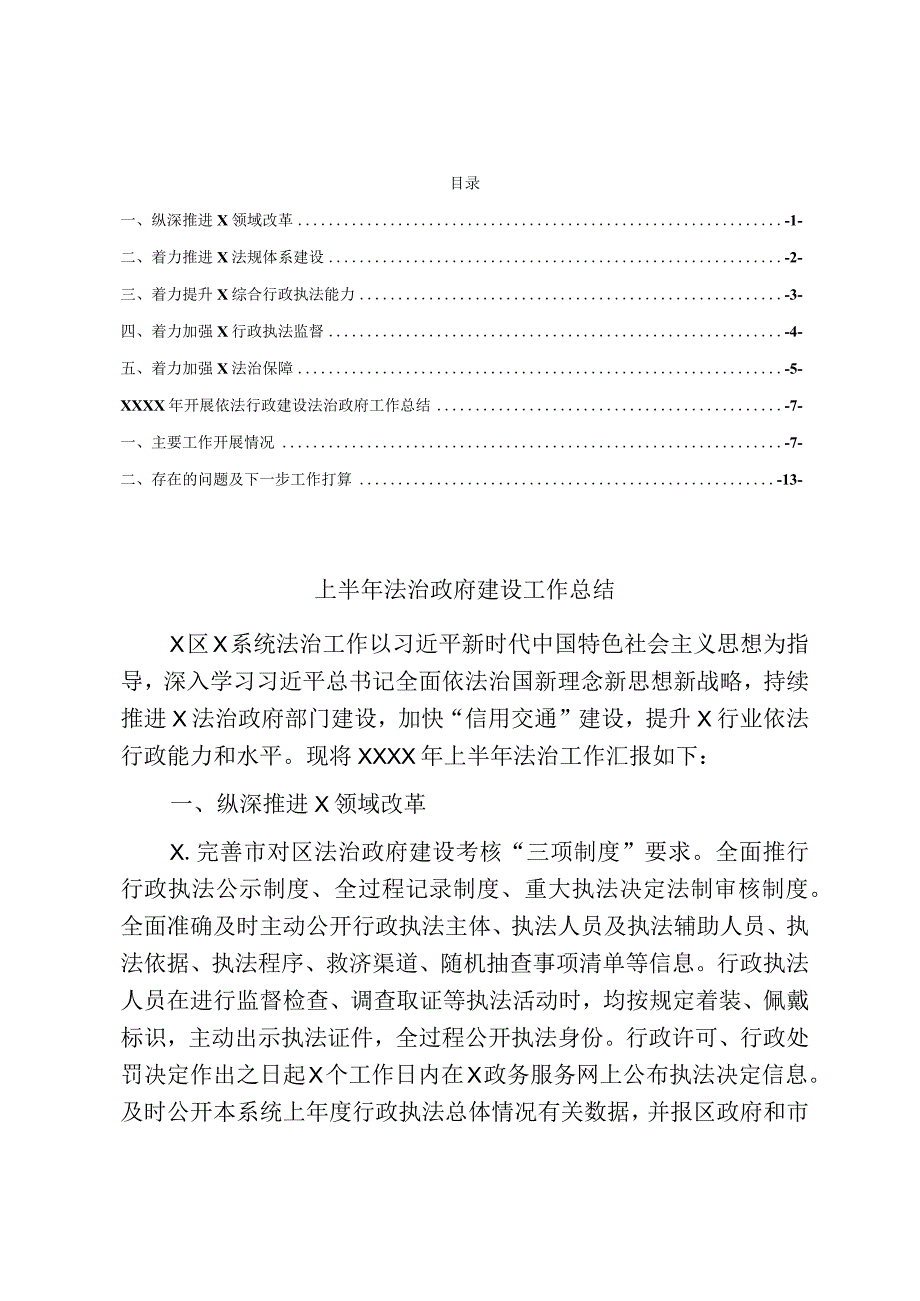 2023年上半年法治政府建设工作总结范文.docx_第1页