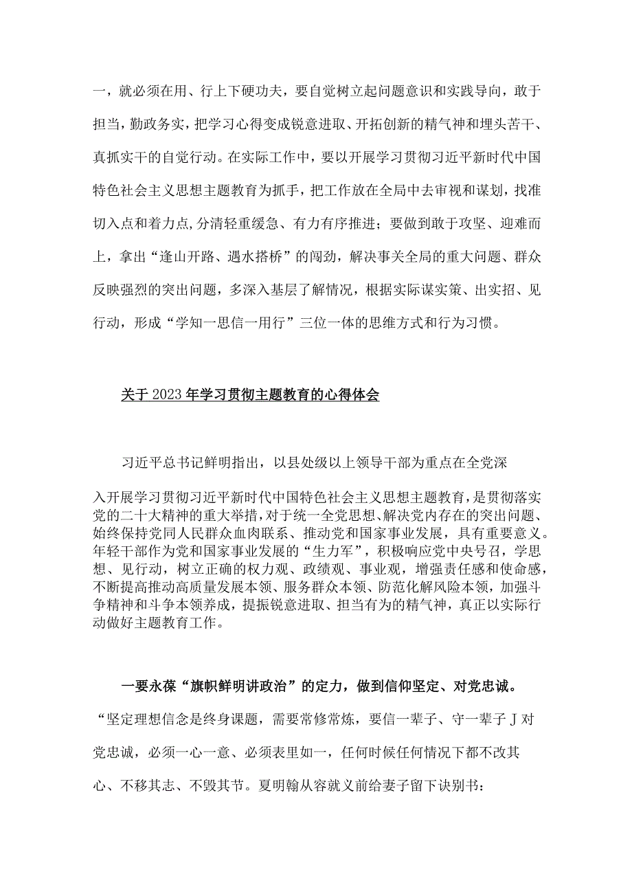 2023年主题教育学习心得体会感悟发言材料四篇与主题教育专题党课讲稿5篇汇编供参考.docx_第3页