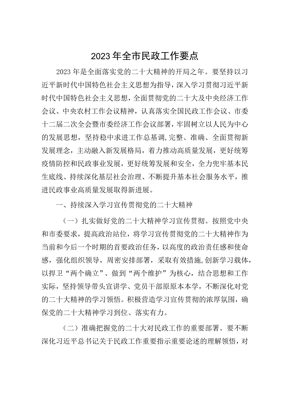 2023年全市民政工作要点.docx_第1页