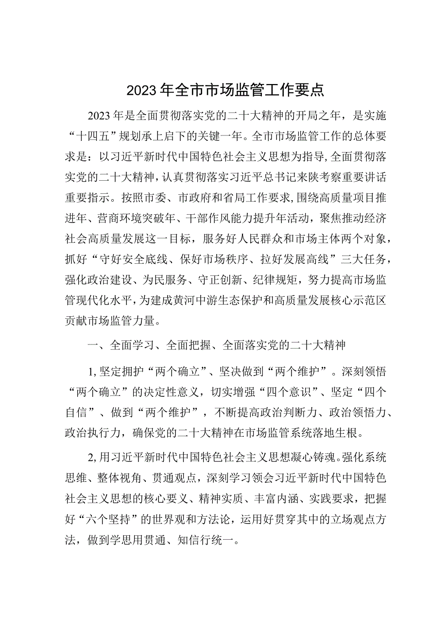 2023年全市市场监管工作要点.docx_第1页