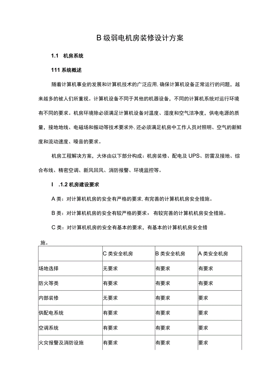 B级弱电机房装修设计方案.docx_第1页