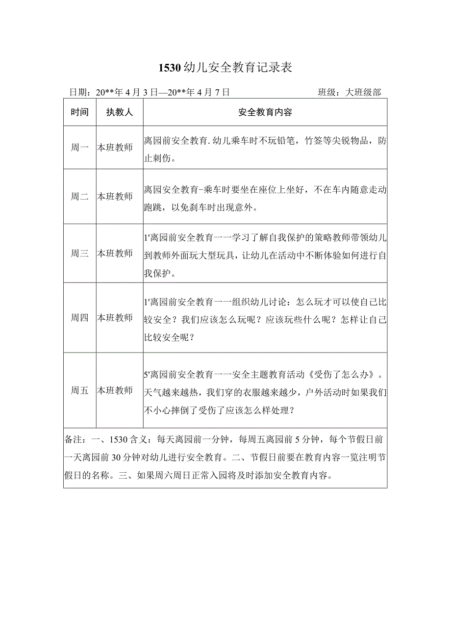 4月第一周安全教育表格1530.docx_第1页